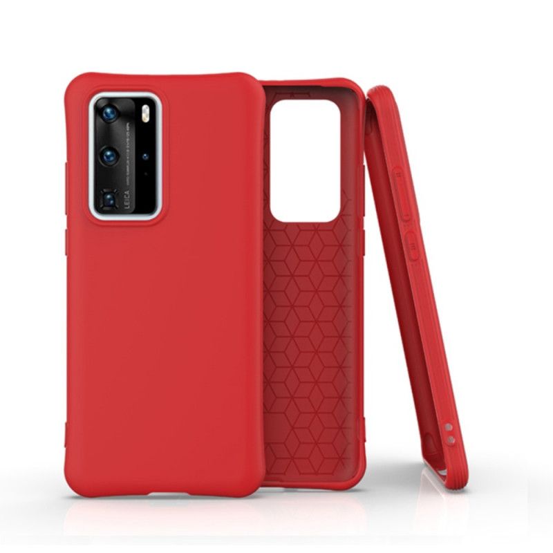 Case Hoesje Huawei P40 Pro Rood Zwart Telefoonhoesje Flexibele Mat Siliconen