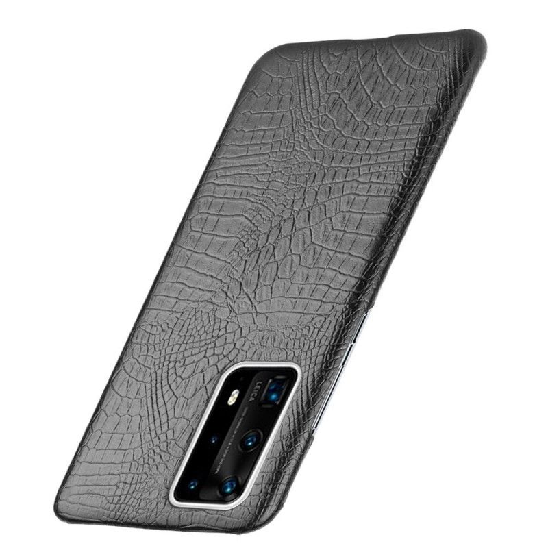 Case Hoesje Huawei P40 Pro Roze Zwart Telefoonhoesje Effect Van Krokodillenleer