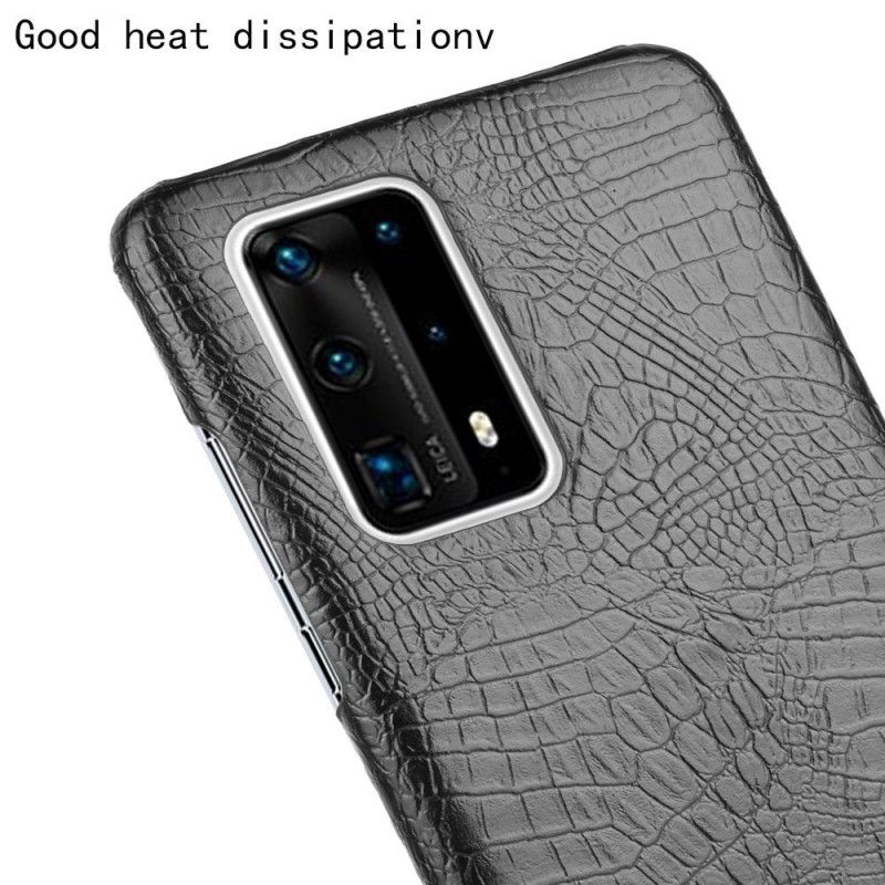 Case Hoesje Huawei P40 Pro Roze Zwart Telefoonhoesje Effect Van Krokodillenleer