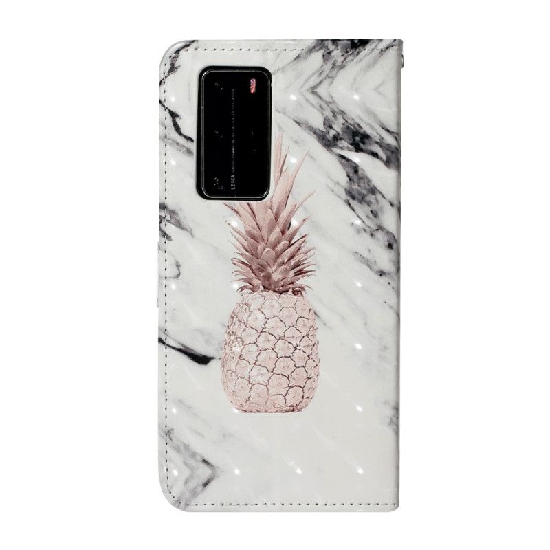 Cover Folio-hoesje Huawei P40 Pro Telefoonhoesje Ananas Lichte Vlek