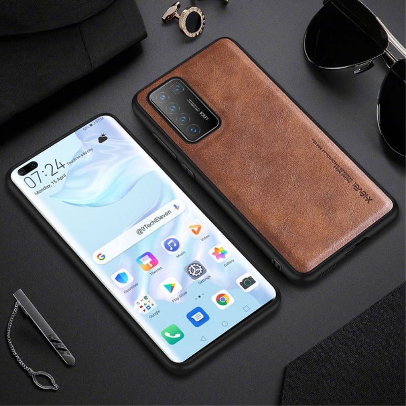 Cover Hoesje Huawei P40 Pro Grijs Zwart Telefoonhoesje Vintage Leereffect