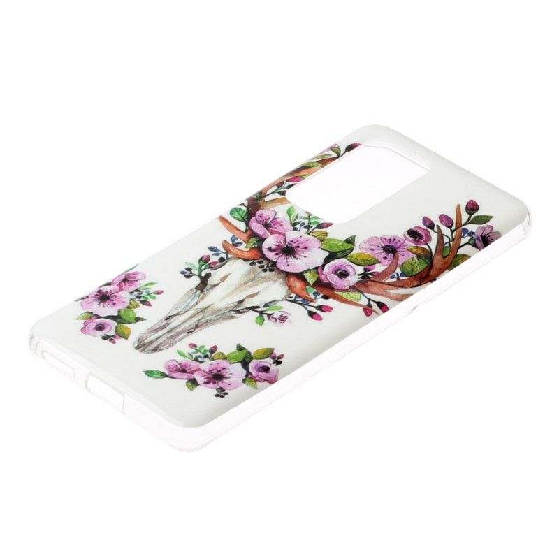 Cover Hoesje Huawei P40 Pro Telefoonhoesje Eland Met Fluorescerende Bloemen