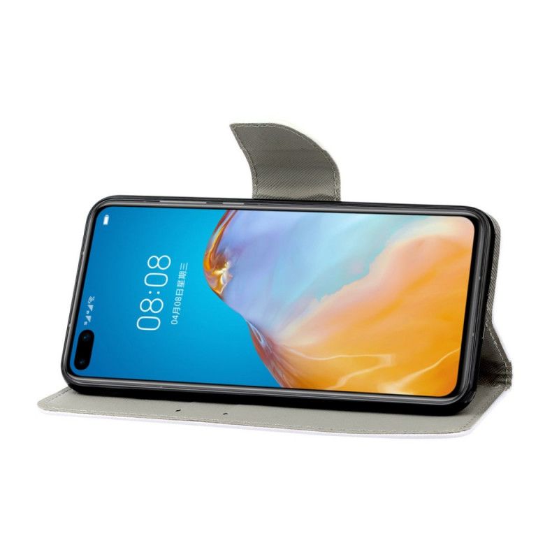 Flip Case Leren Huawei P40 Pro Sterren En Pailletten Met Riempje