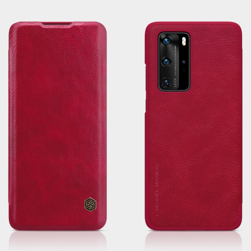 Folio-hoesje Huawei P40 Pro Bruin Rood Qin Serie Nillkin