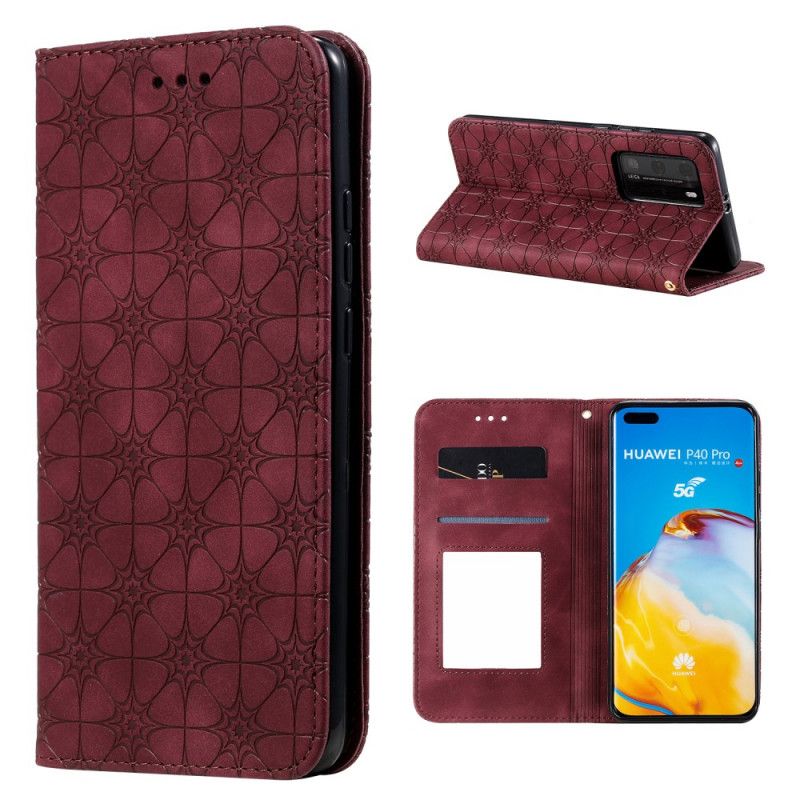 Folio-hoesje Huawei P40 Pro Donkerblauw Groen Sterrenprint