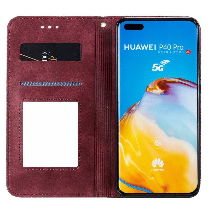 Folio-hoesje Huawei P40 Pro Donkerblauw Groen Sterrenprint