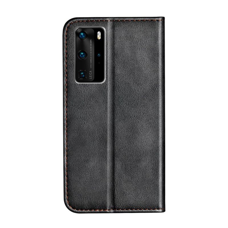 Folio-hoesje Huawei P40 Pro Rood Grijs Tweekleurig Leereffect