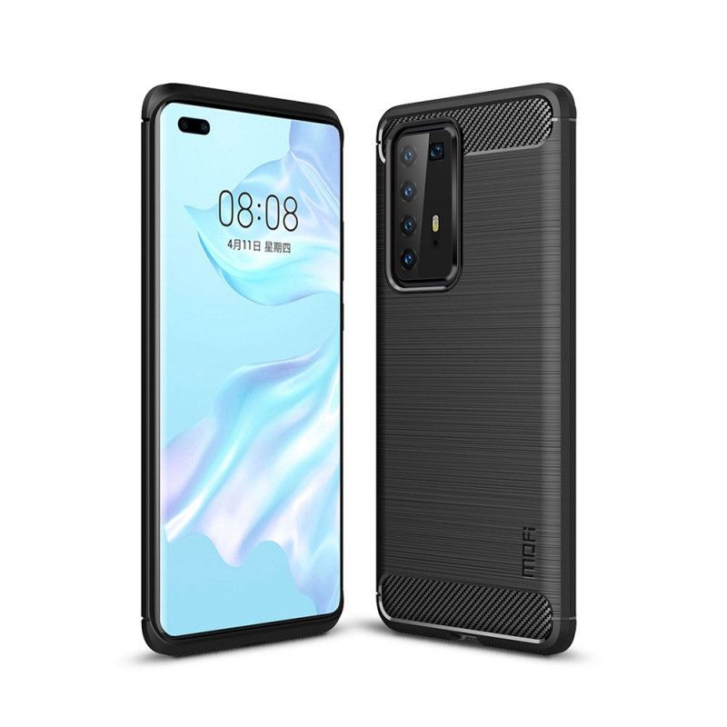 Hoesje Huawei P40 Pro Grijs Zwart Mofi Geborstelde Koolstofvezel