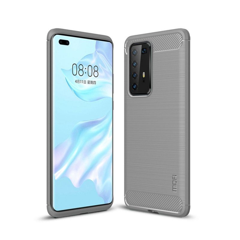 Hoesje Huawei P40 Pro Grijs Zwart Mofi Geborstelde Koolstofvezel