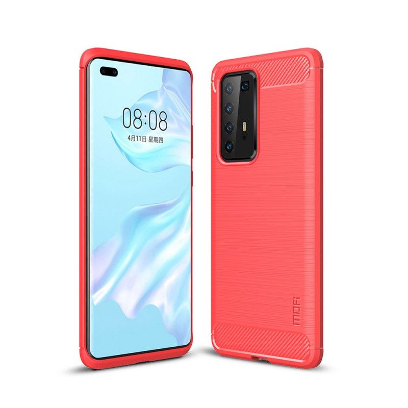 Hoesje Huawei P40 Pro Grijs Zwart Mofi Geborstelde Koolstofvezel