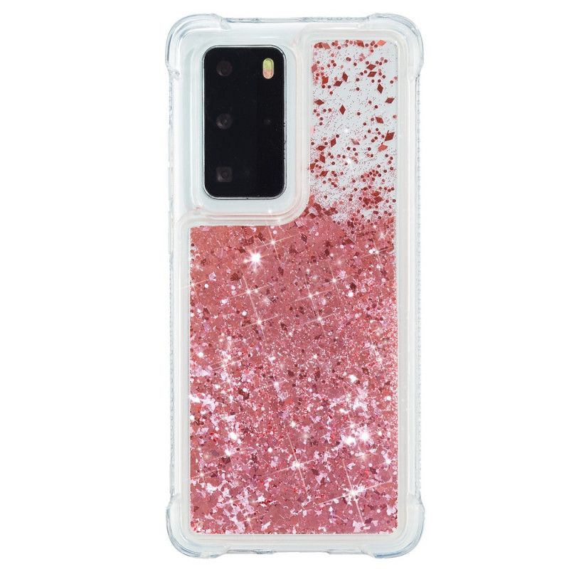 Hoesje Huawei P40 Pro Lichtblauw Magenta Wens Glitter