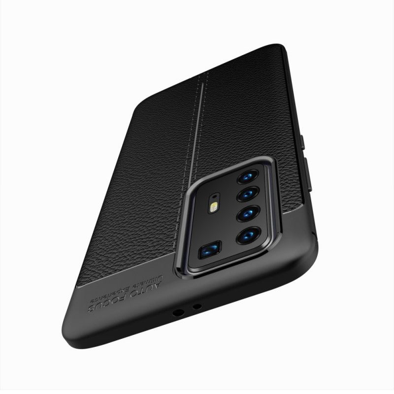 Hoesje Huawei P40 Pro Rood Zwart Dubbellijns Lychee Leereffect