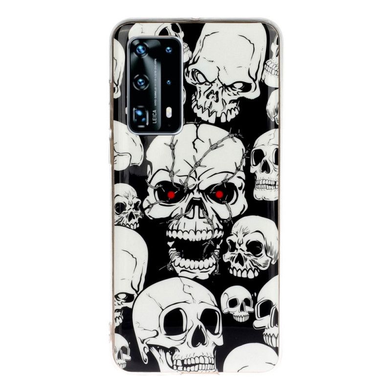 Hoesje Huawei P40 Pro Telefoonhoesje Aandacht Fluorescerende Schedels