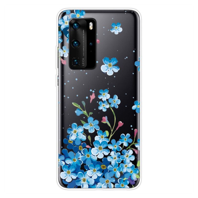 Hoesje Huawei P40 Pro Telefoonhoesje Boeket Blauwe Bloemen