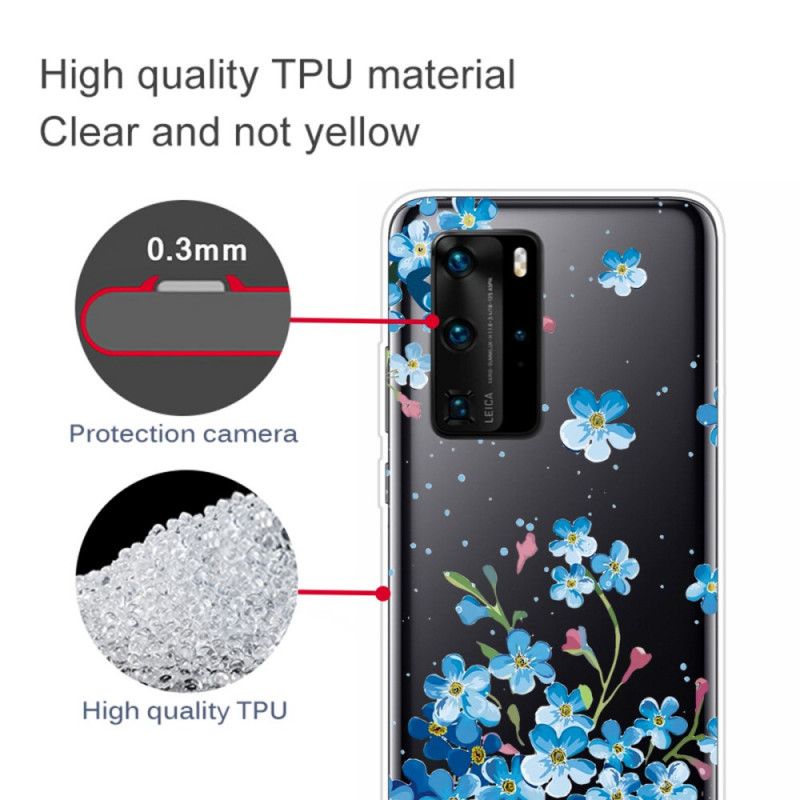 Hoesje Huawei P40 Pro Telefoonhoesje Boeket Blauwe Bloemen