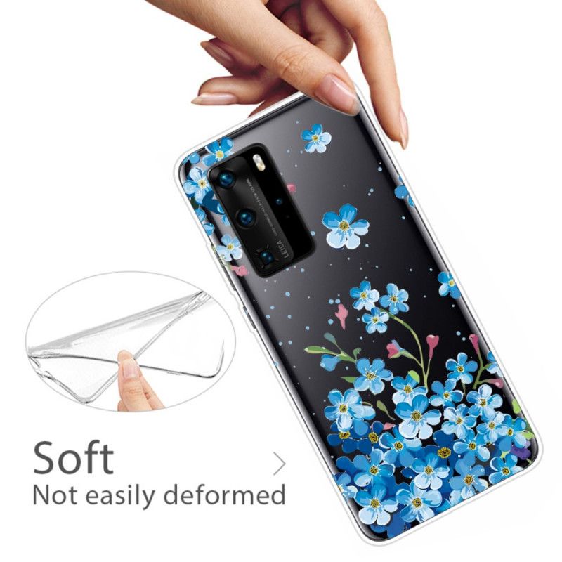 Hoesje Huawei P40 Pro Telefoonhoesje Boeket Blauwe Bloemen