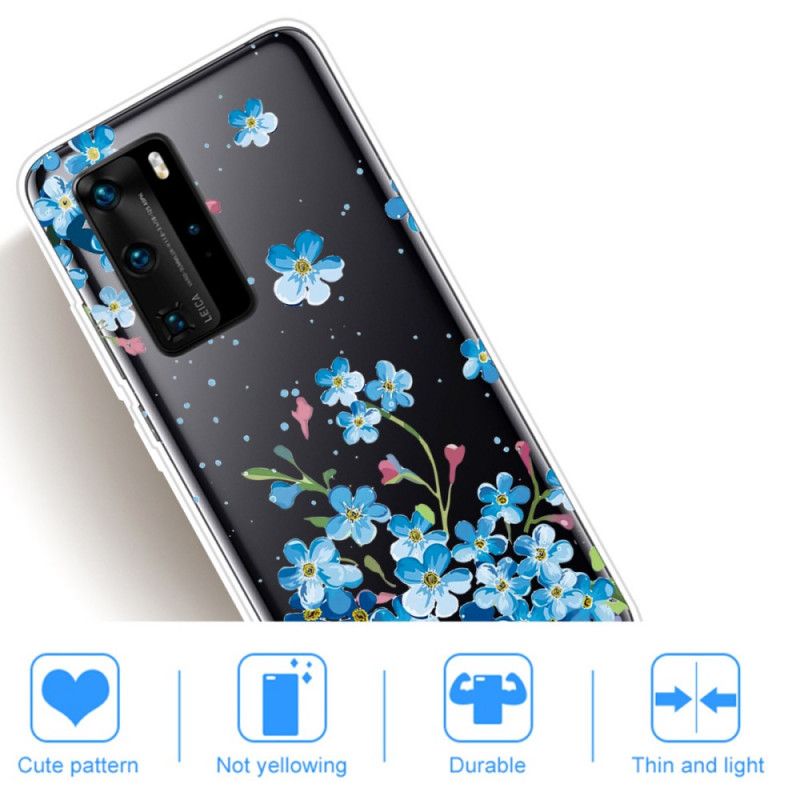 Hoesje Huawei P40 Pro Telefoonhoesje Boeket Blauwe Bloemen