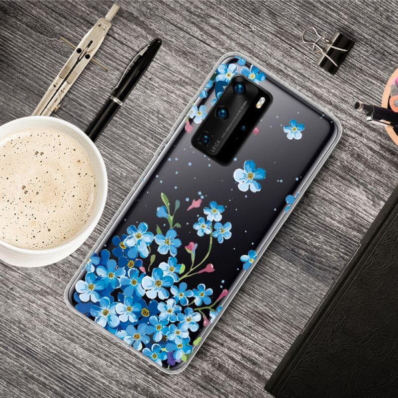 Hoesje Huawei P40 Pro Telefoonhoesje Boeket Blauwe Bloemen