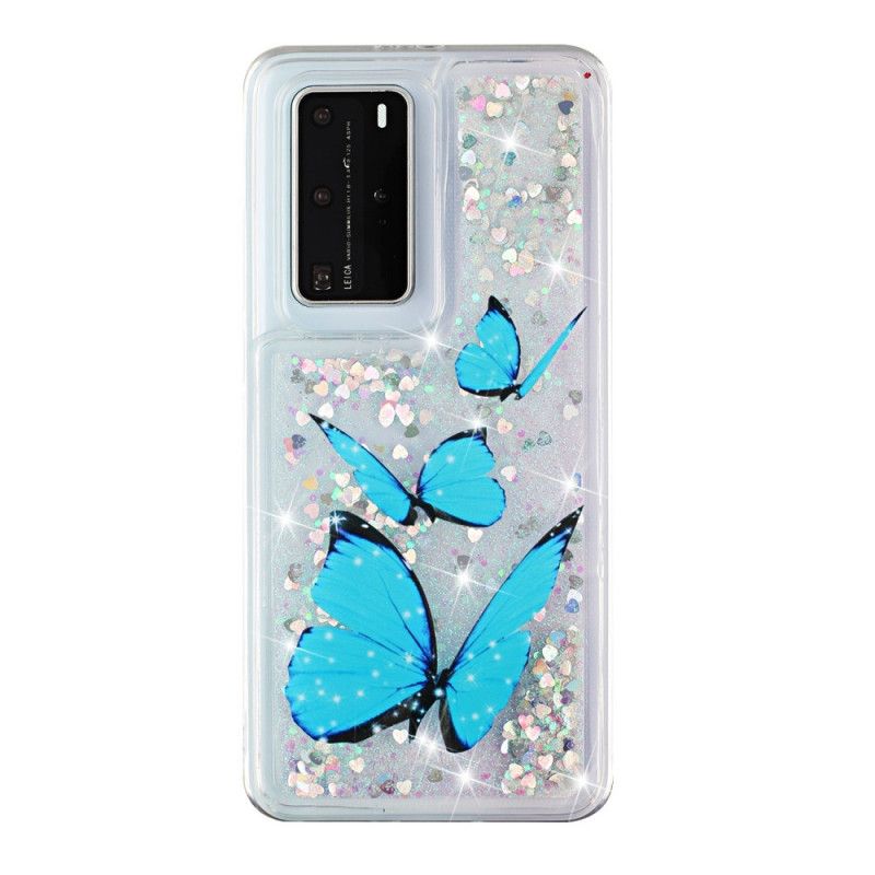 Hoesje Huawei P40 Pro Telefoonhoesje Vliegende Glittervlinders