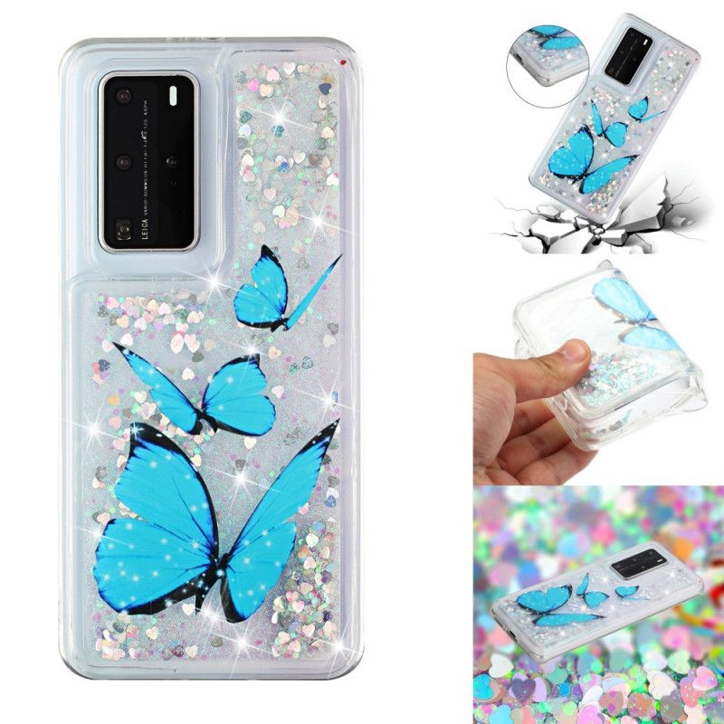 Hoesje Huawei P40 Pro Telefoonhoesje Vliegende Glittervlinders