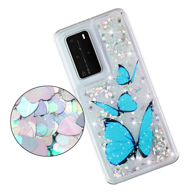 Hoesje Huawei P40 Pro Telefoonhoesje Vliegende Glittervlinders