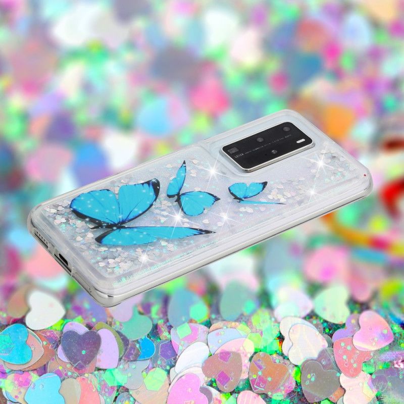 Hoesje Huawei P40 Pro Telefoonhoesje Vliegende Glittervlinders