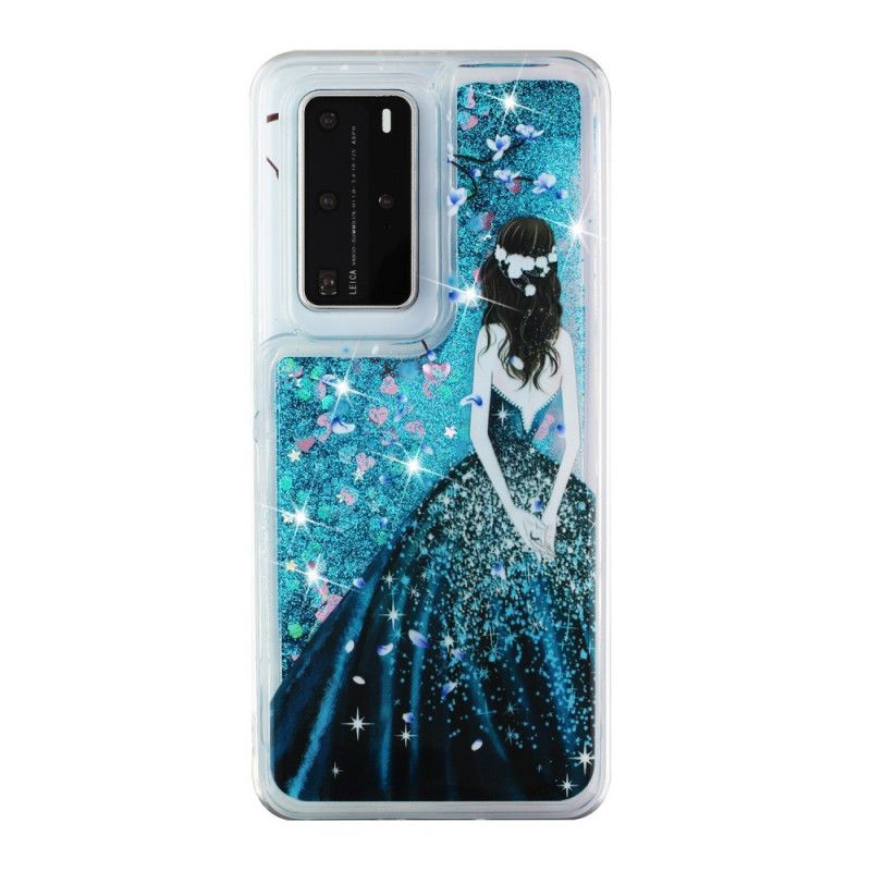 Hoesje Huawei P40 Pro Vrouw Met Glitters