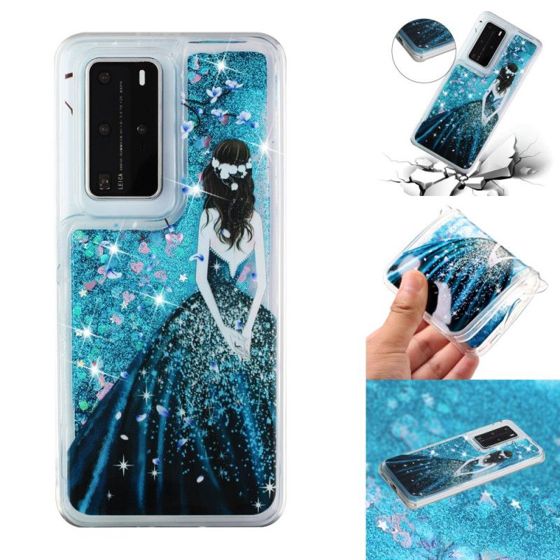 Hoesje Huawei P40 Pro Vrouw Met Glitters