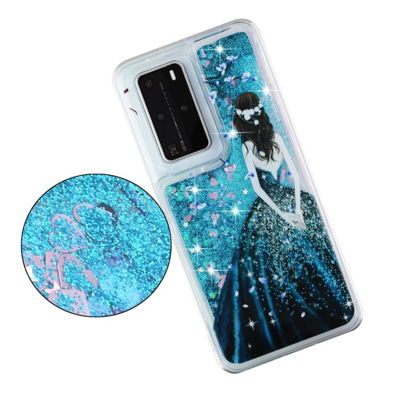 Hoesje Huawei P40 Pro Vrouw Met Glitters