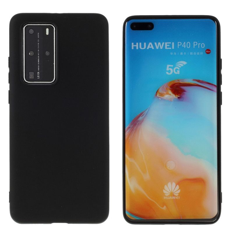 Hoesje Huawei P40 Pro Wit Zwart Mat Siliconen