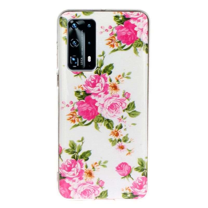 Hoesje voor Huawei P40 Pro Fluorescerende Vrijheidsbloemen