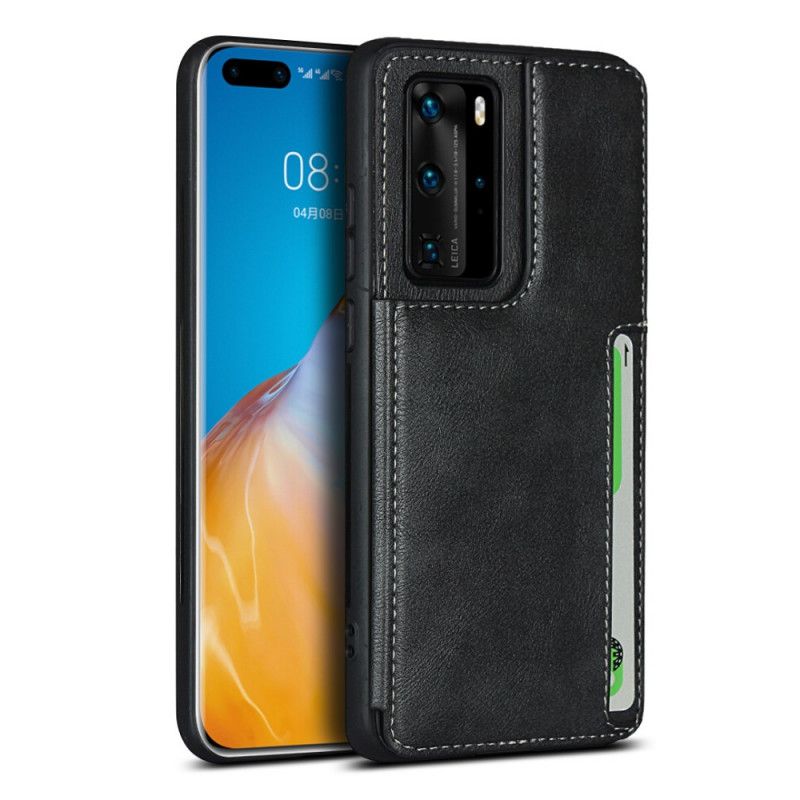 Hoesje voor Huawei P40 Pro Grijs Zwart Kaarthoudersteun En Lanyard