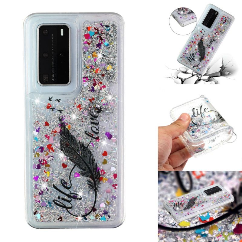 Hoesje voor Huawei P40 Pro Leven & Liefde Glitter