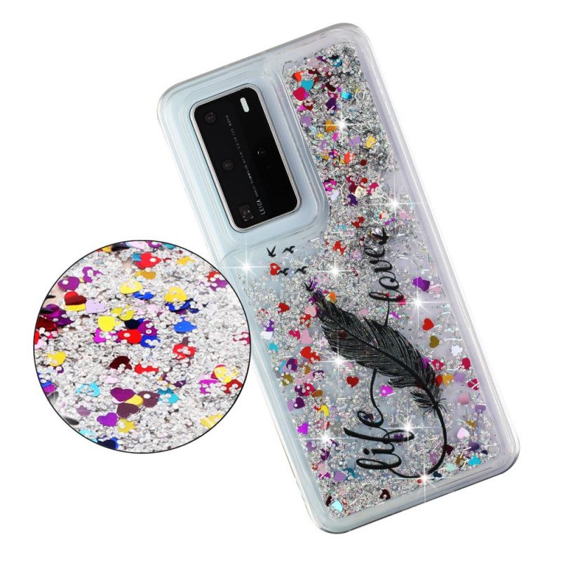 Hoesje voor Huawei P40 Pro Leven & Liefde Glitter