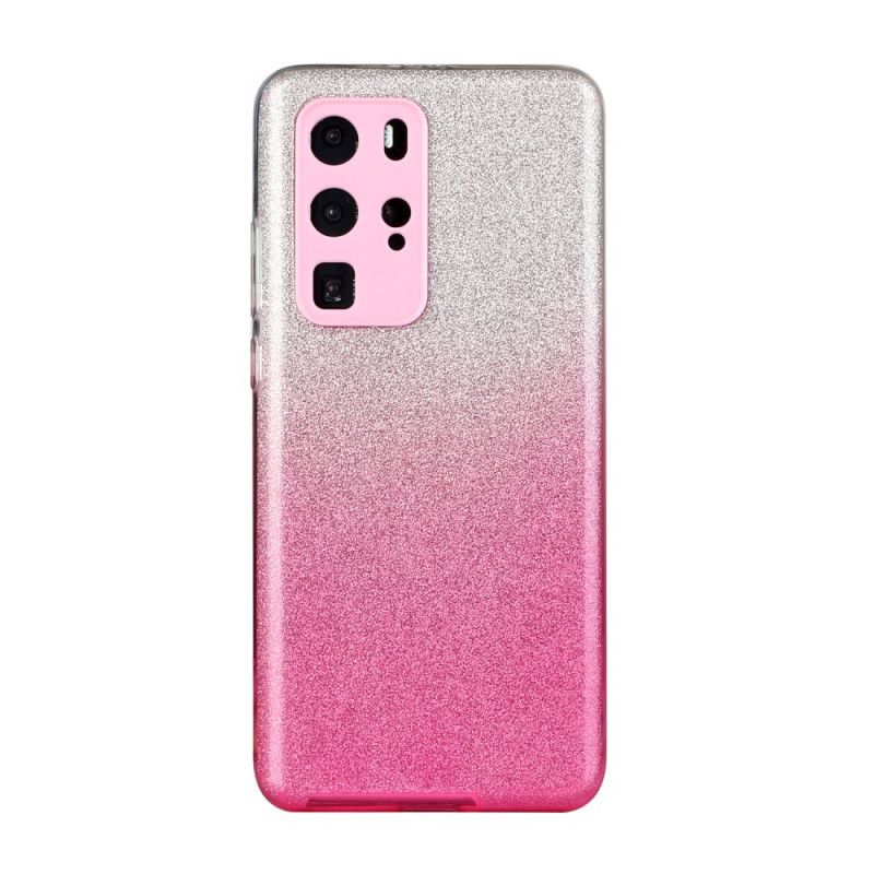 Hoesje voor Huawei P40 Pro Magenta Zwart Glitterverloop