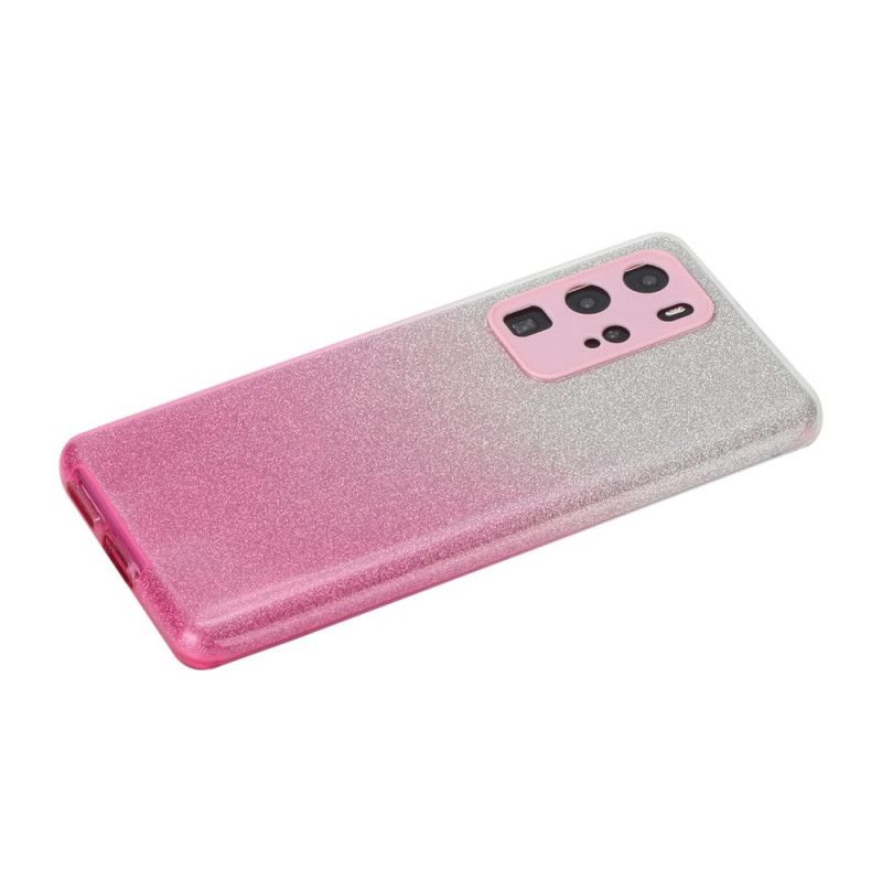 Hoesje voor Huawei P40 Pro Magenta Zwart Glitterverloop