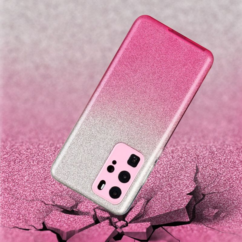 Hoesje voor Huawei P40 Pro Magenta Zwart Glitterverloop