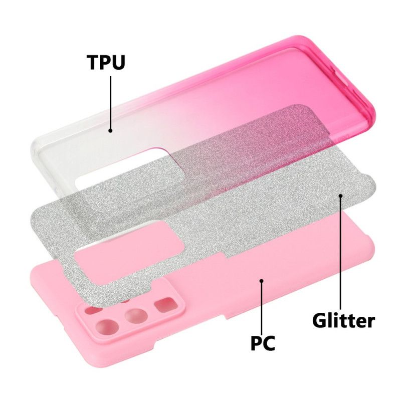 Hoesje voor Huawei P40 Pro Magenta Zwart Glitterverloop