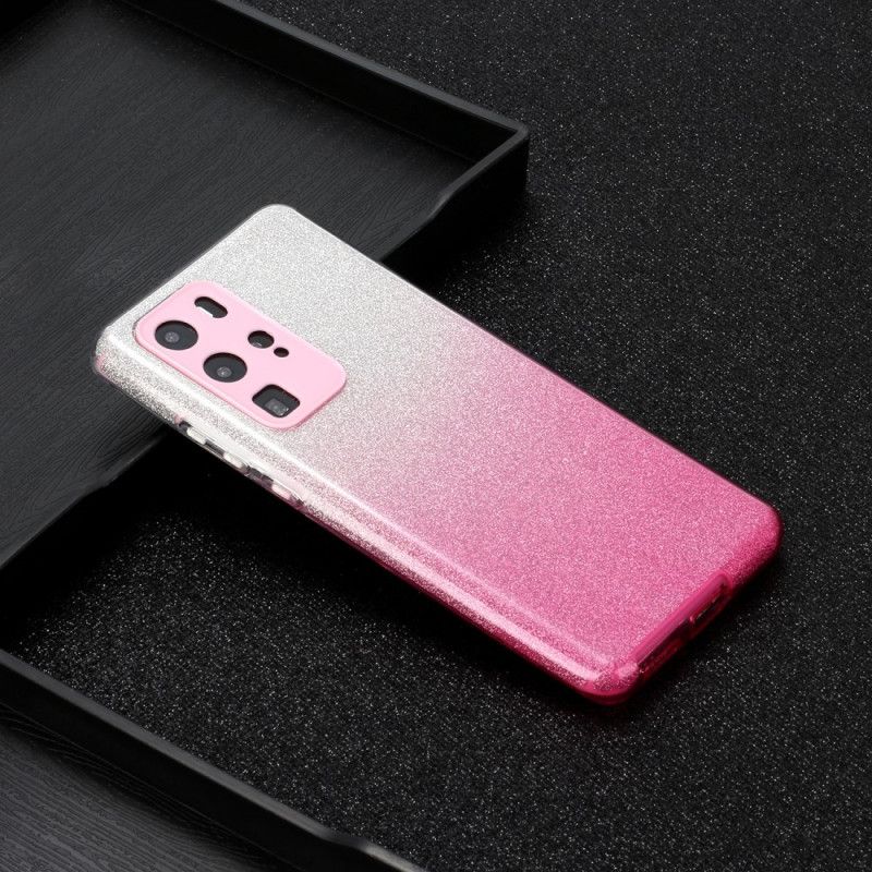 Hoesje voor Huawei P40 Pro Magenta Zwart Glitterverloop