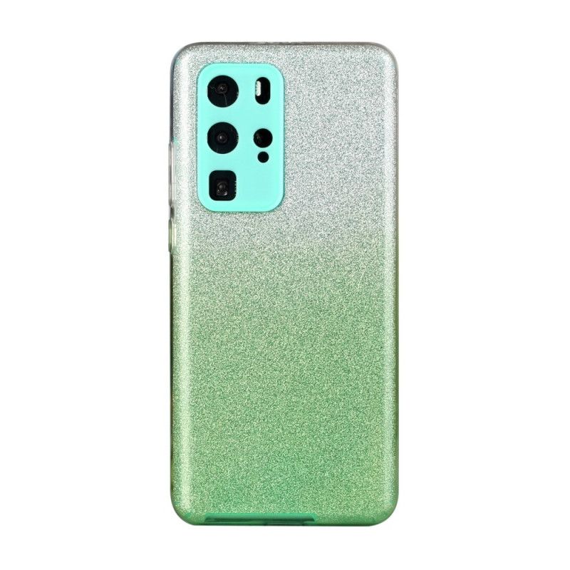 Hoesje voor Huawei P40 Pro Magenta Zwart Glitterverloop