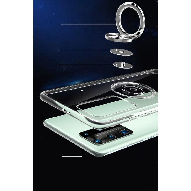 Hoesje voor Huawei P40 Pro Transparant Siliconen Metalen Roterende Ring