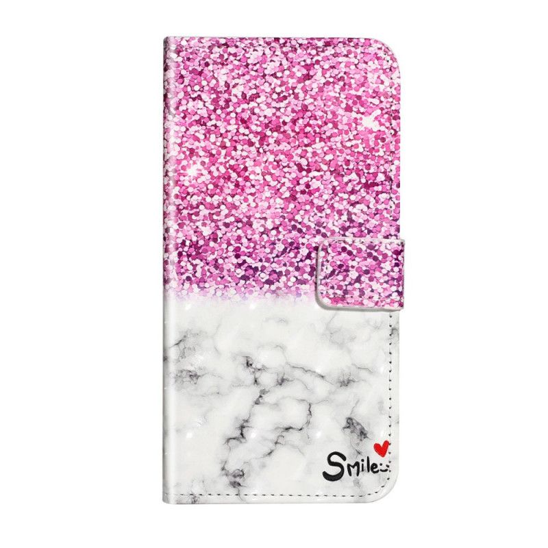 Leren Hoesje Huawei P40 Pro Glitter Glimlach