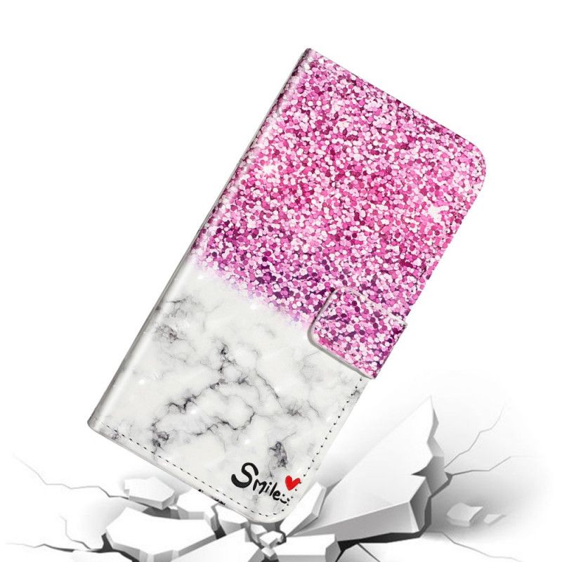 Leren Hoesje Huawei P40 Pro Glitter Glimlach