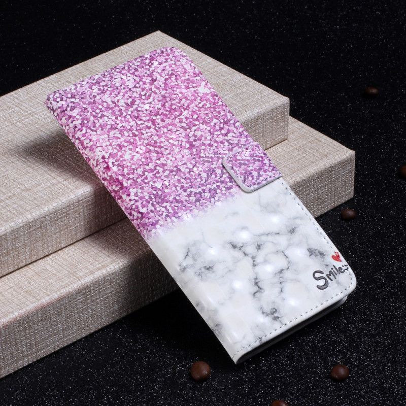 Leren Hoesje Huawei P40 Pro Glitter Glimlach