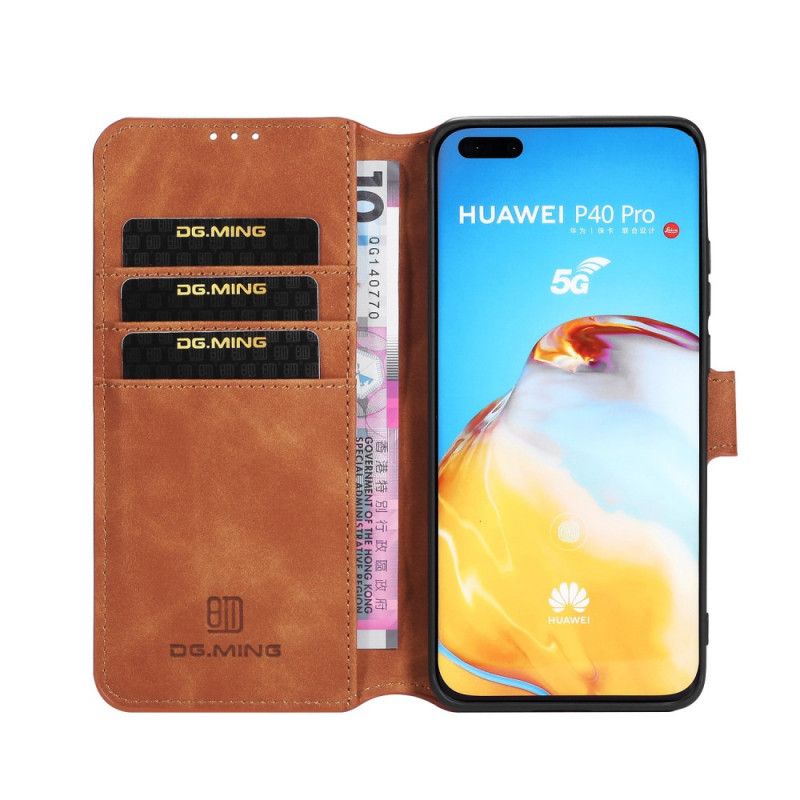 Leren Hoesje Huawei P40 Pro Grijs Zwart Retro Dg.Ming