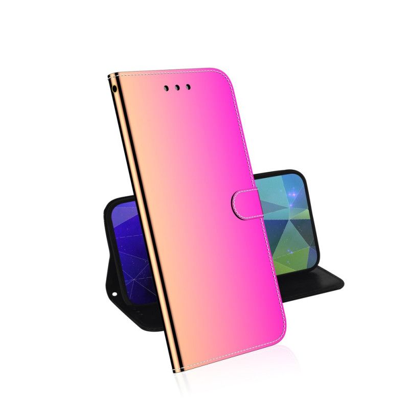 Leren Hoesje voor Huawei P40 Pro Magenta Zwart Kunstlederen Spiegelkap