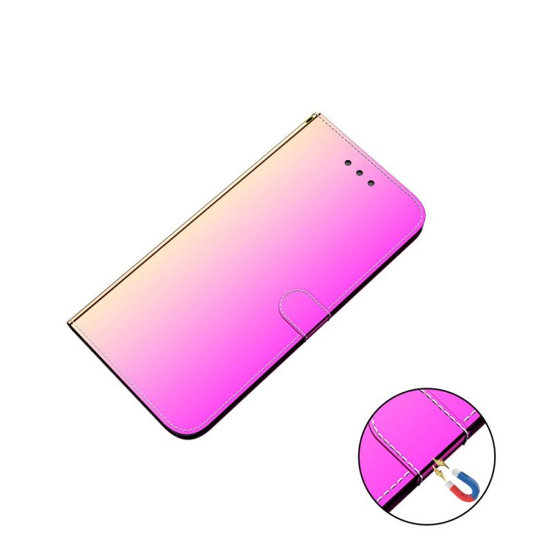 Leren Hoesje voor Huawei P40 Pro Magenta Zwart Kunstlederen Spiegelkap