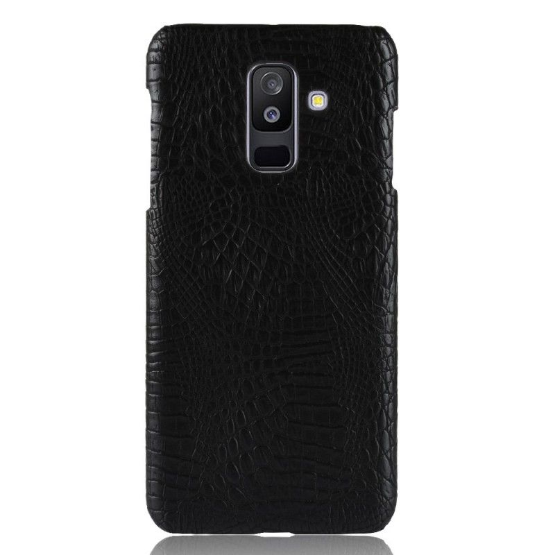 Case Hoesje Samsung Galaxy A6 Plus Zwart Telefoonhoesje Krokodillenhuideffect