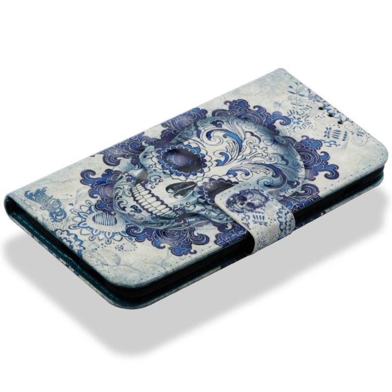 Cover Folio-hoesje Samsung Galaxy A6 Plus Telefoonhoesje 3D Blauwe Schedel