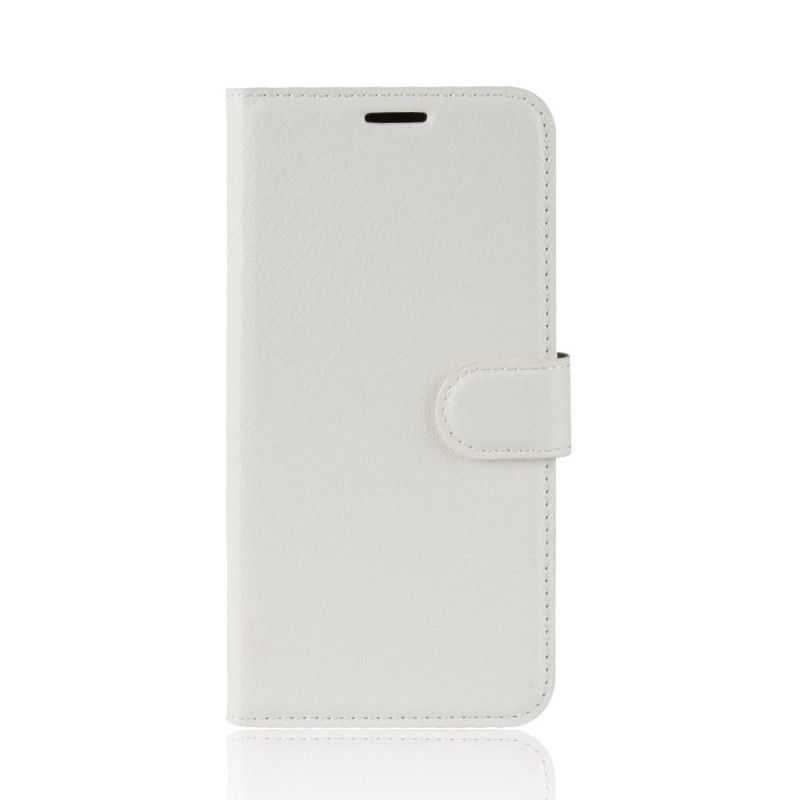Leren Hoesje voor Samsung Galaxy A6 Plus Wit Zwart Lychee Kunstleer